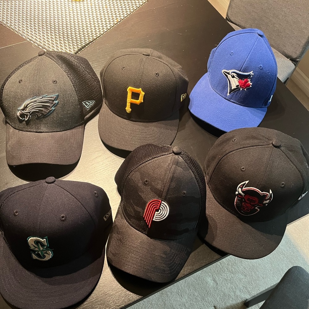 Lightly worn hats.